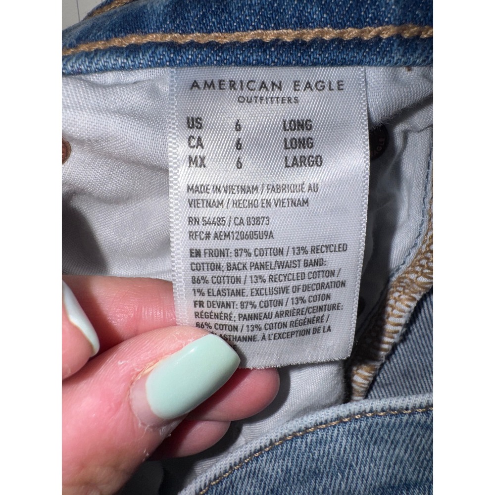 American Eagle Stovepipe Jeans Womens Light Wash Strigid Straight Leg Size 6L - Picture 7 of 7